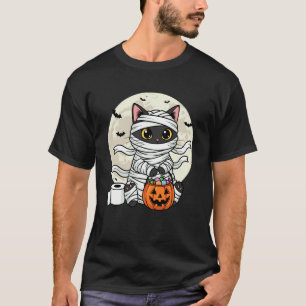 Cute Black Cat Mummy Pumpkin Women Men Kids Hallow T-Shirt