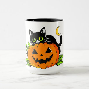 Cute Black Cat on Halloween Jack-O'-Lantern Pumpki Mug