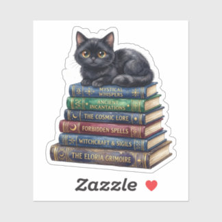 Cute Black Cat On Magic Spell Books Halloween