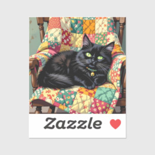 Cute Black Cat on Rocking Chair