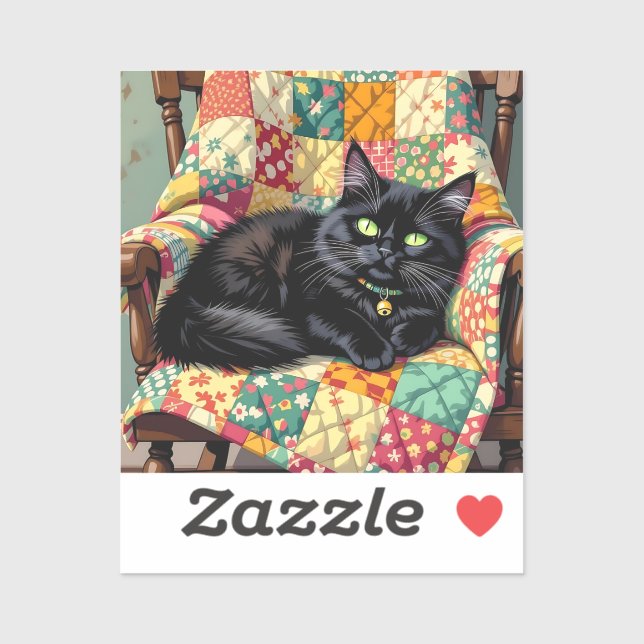 Cute Black Cat on Rocking Chair (Sheet)