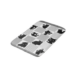 Cute Black Cat Pattern Bath Mat