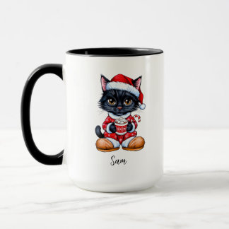 Cute Black Cat personalized Christmas Mug