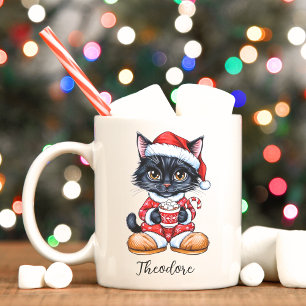 Cute Black Cat personalized Christmas Mug