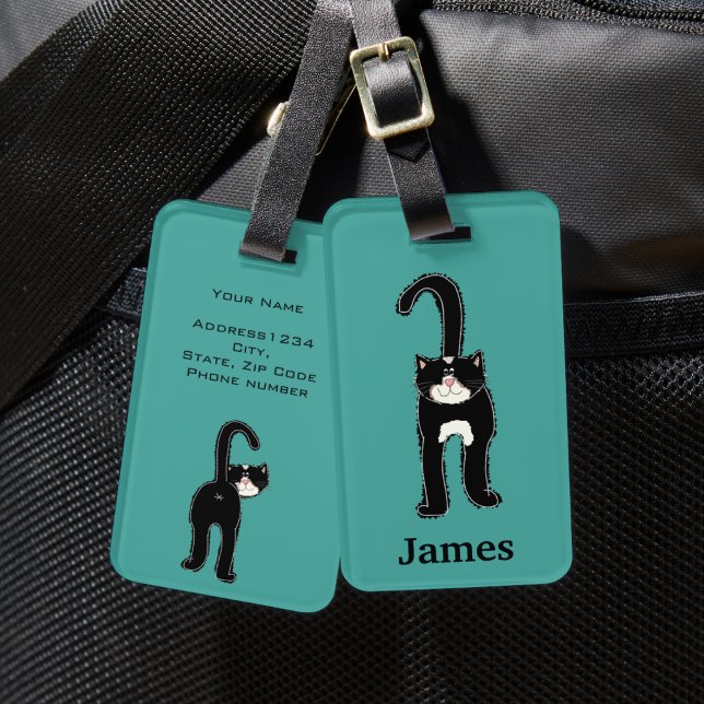 Cute Black Cat Personalized Luggage Tag (Creator Uploaded)