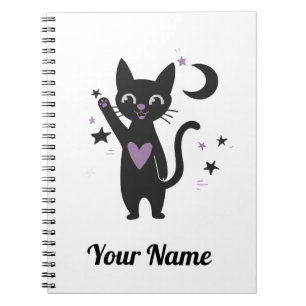 Cute Black Cat Personalized Notebook