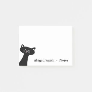 Cute Black Cat Personalized Post-it® Notes 4 x 3