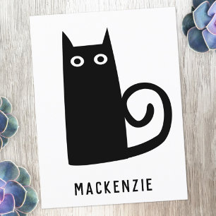 Cute Black Cat Personalized Postcard