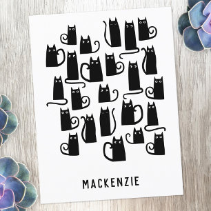 Cute Black Cat Personalized Postcard