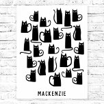 Cute Black Cat Personalized Poster<br><div class="desc">Cute little black cats. Original art by Nic Squirrell.  Change the name to personalize.</div>