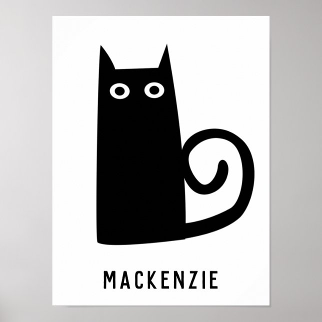 Cute Black Cat Personalized Poster (Front)