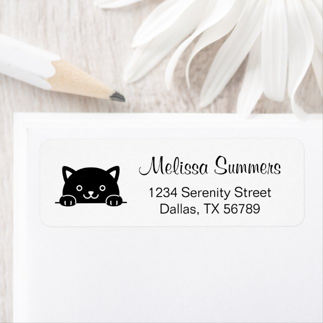 Cute Black Cat Pet Adresse de retour (En situation)