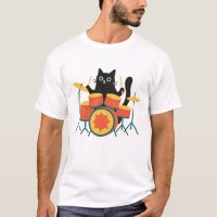Cute Black Cat Playing The Drums Funny Musician