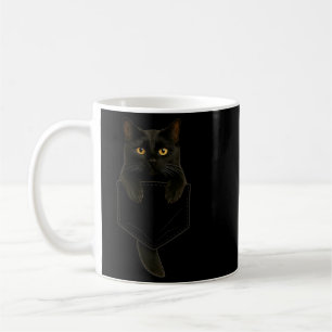 Cute Black Cat Pocket Funny Gifts Cat Mom Cat Dad Coffee Mug