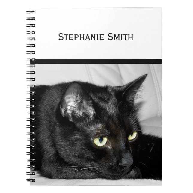 Cute Black Cat Portrait Notebook (Front)