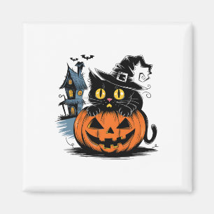 Cute Black Cat Pumpkin For Halloween And Thanksgiv Magnet