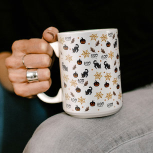 Cute Black Cat Pumpkin Halloween Pattern Coffee Mug