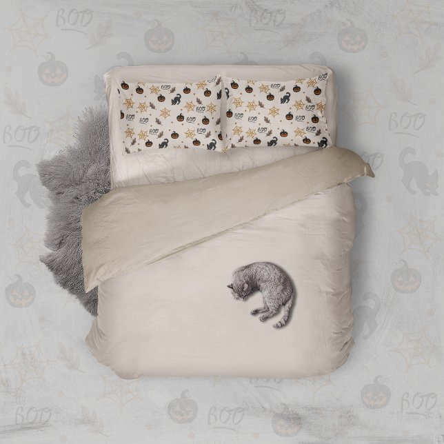 Cute Black Cat Pumpkin Halloween Pattern Pillowcase (Creator Uploaded)