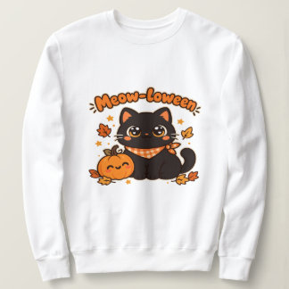 Cute Black Cat Pumpkin Meow-loween Sweatshirt