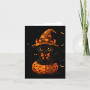 Cute Black Cat Pumpkin Season Fall Autumn Card