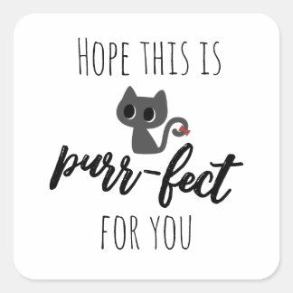 Cute Black Cat Pun Text Square Sticker