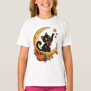 Cute Black Cat Reaching for Stars T-Shirt