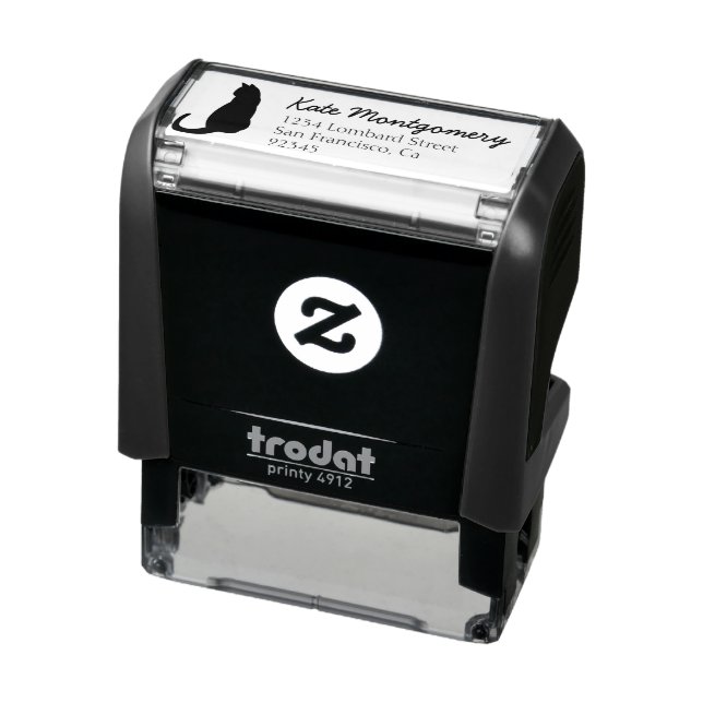 Cute Black Cat Return Address Self-inking Stamp (Product)
