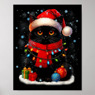 Cute Black Cat Santasnowflake Christmas Xmas Women Poster