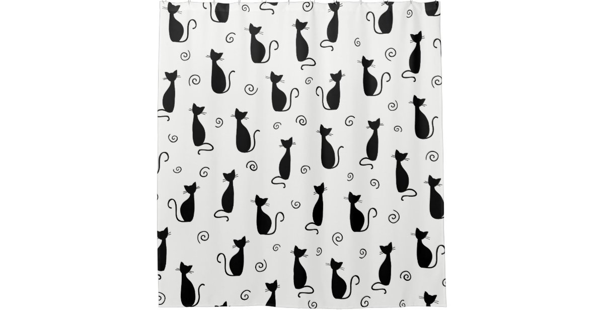 Cute Black Cat Shower Curtain Zazzle