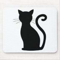 Cute Black Cat Silhouette Fun Black and White