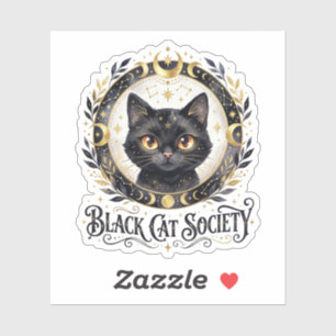 Cute Black Cat Society Witchy Halloween Sticker