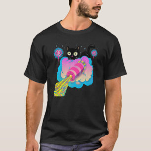 Cute Black Cat Space Rocket T-Shirt