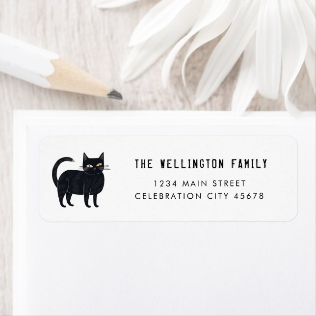 Cute Black Cat Spooky Halloween Address (Insitu)