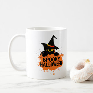 Cute Black Cat Spooky Halloween Coffee Mug