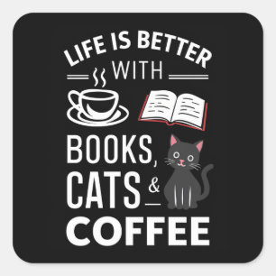 Cute black cat  square sticker