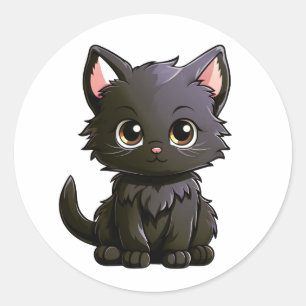 Cute black cat sticker