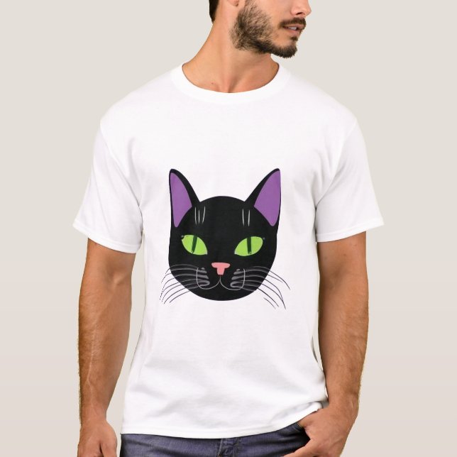 Cute black cat t-shirt design  (Front)