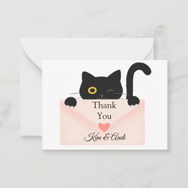 Cute Black Cat Thank You Card (Front)