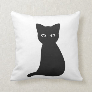 Cute black cat throw pillow