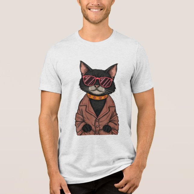 Cute Black Cat Tri-Blend Shirt (Front)