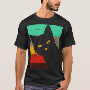 Cute Black Cat Vintage Retro Style  Bombay cat lov T-Shirt