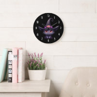 Cute Black Cat Wearing a Witch's Hat