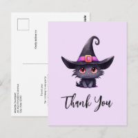 Cute Black Cat Wearing a Witch's Hat Thank You