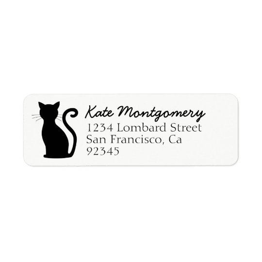 Cute Black Cat White Return Address Label