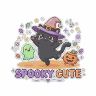 Cute Black Cat Witch Halloween