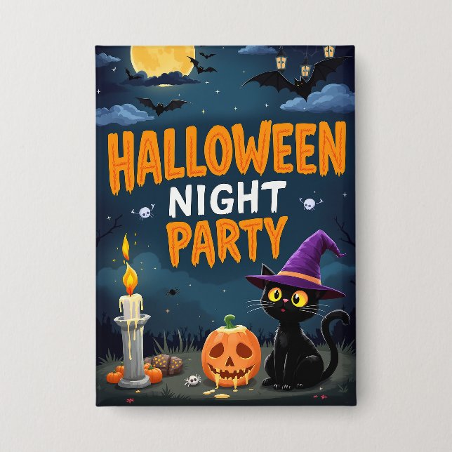 Cute Black Cat Witch Halloween Night Party (Front)