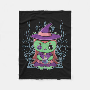 Cute Black Cat Witch Hat And Magic Potion For Fleece Blanket