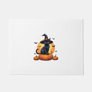 Cute Black Cat Witch Hat Pumpkin Moon Halloween Pe Doormat