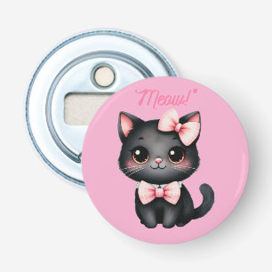 Cute Black Cat with Bow for Halloween Decoration Bottle Opener