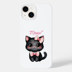 Cute Black Cat with Bow for Halloween Decoration Case-Mate iPhone 14 Case